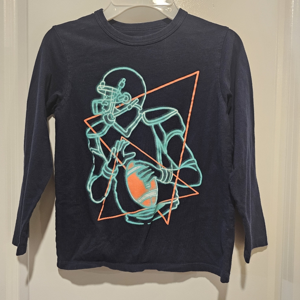 sz‎ S 5/6 The Children's Place Blue Football Superbowl Long Sleeved T-shirt